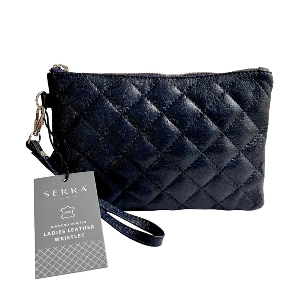 Serra Diamond Quilted Leather Wristlet NWT